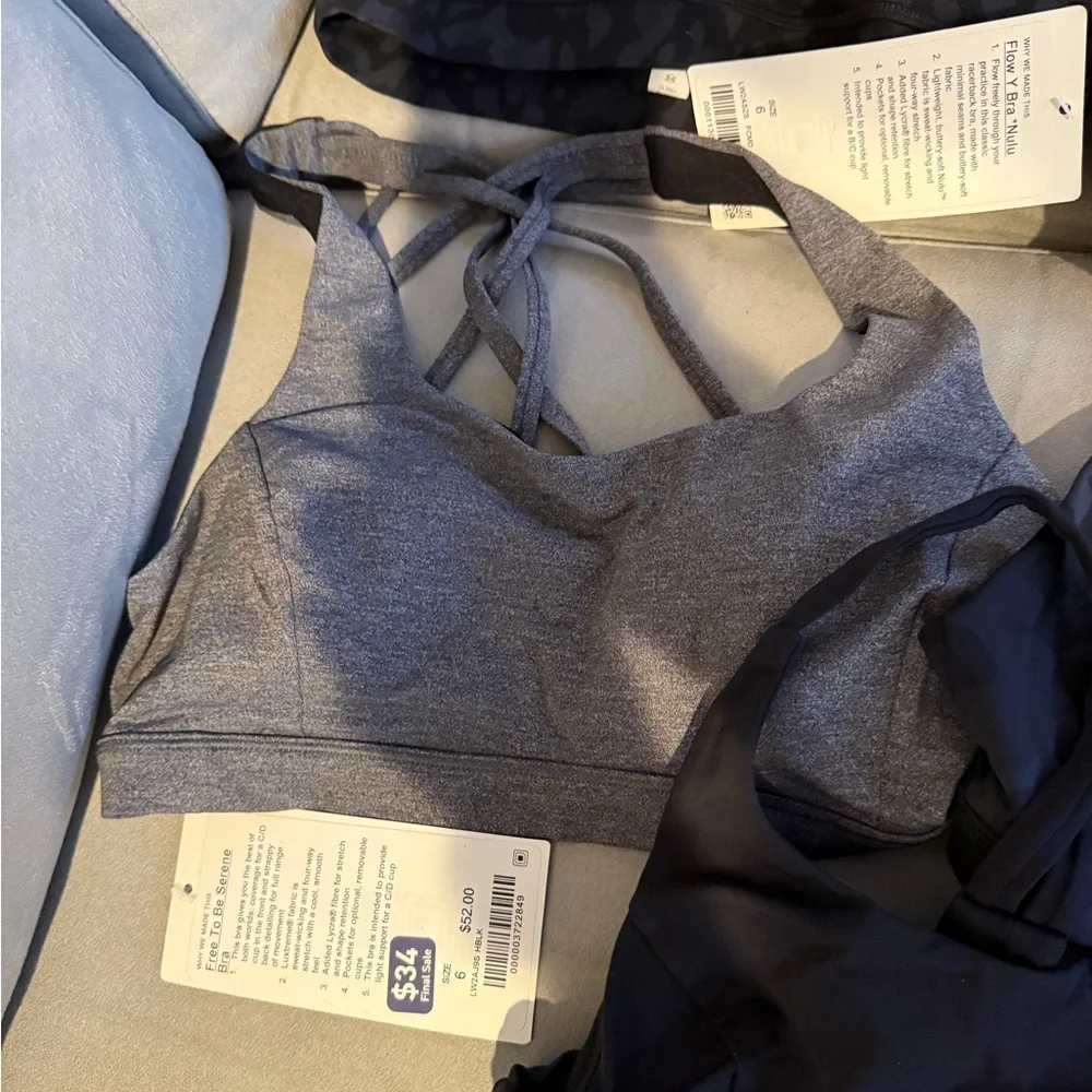 Set of 7 Lululemon Black and White Sports Bras size 6 - Picture 3 of 4